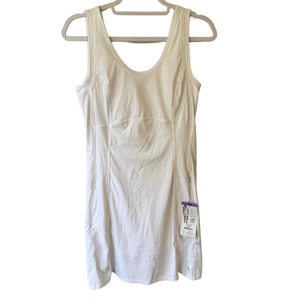 New Lole White Mini Athletic Dress with Wide Straps Size XS Stretchy Inner Short